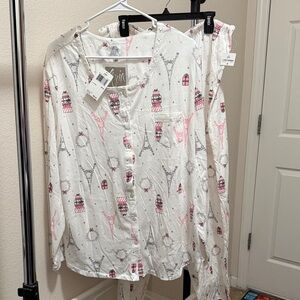 Aria Pink and White Eiffel Tower Pajama Set